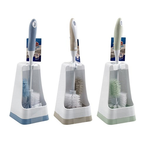 Toilet Brush w Rim Brush 3 Asstd Cols