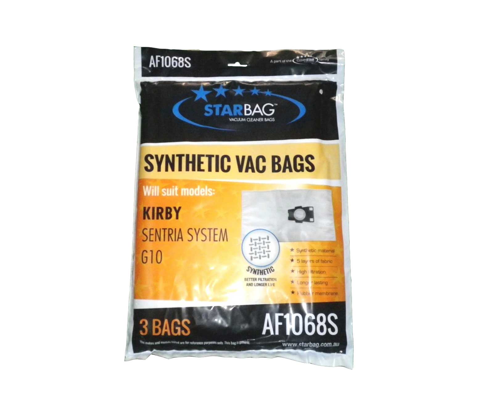 Kirby G10 Sentria Synthetic Vacuum Cleaner Bags (3 Bags).