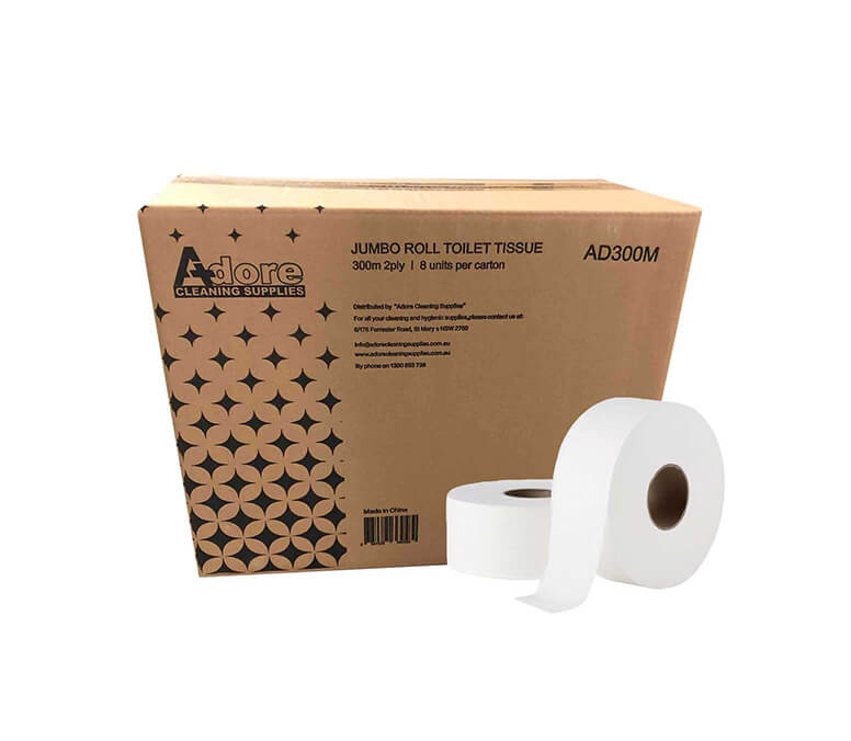 Jumbo Toilet Paper 2ply 300m 8 Rolls.