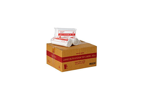 Large 36 Ltr Tidy Liners -Coreless Roll. - 1 Box White