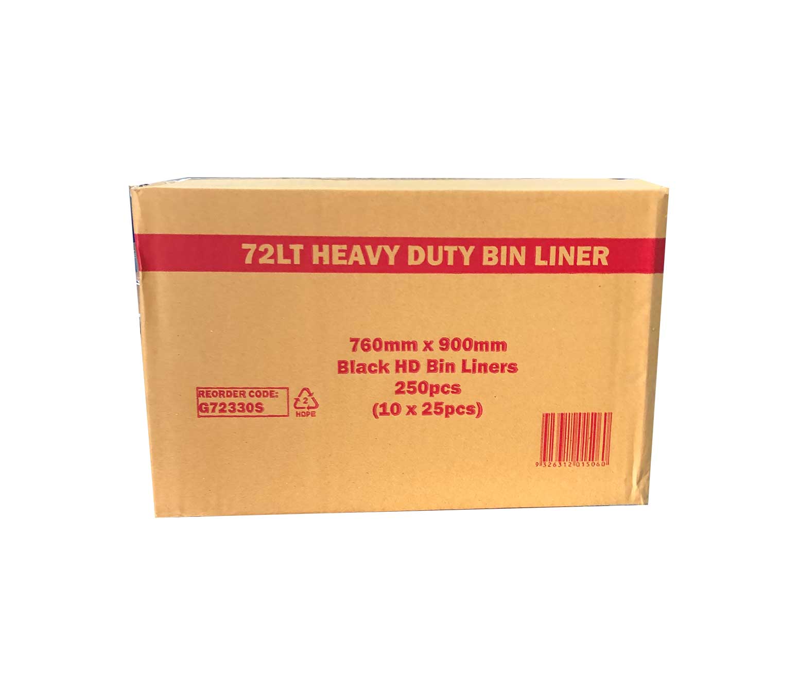 72L Heavy Duty Bin Liner Black.