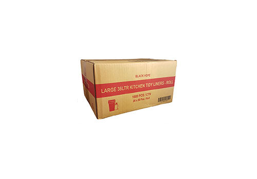 Large 36 Ltr Tidy Liners -Coreless Roll. - 1 Box Black